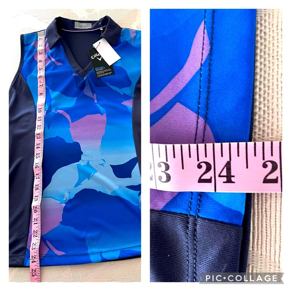 Callaway Golf Sleeveless V-Neck Shirt Moisture Wicking Blue Sea Star Top - Picture 6 of 12